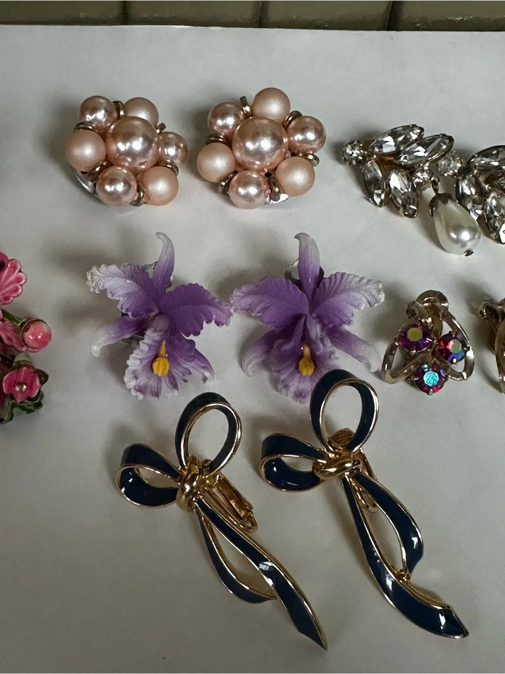 Vintage Clip-on Costume Jewelry Earrings lot of 7 pair